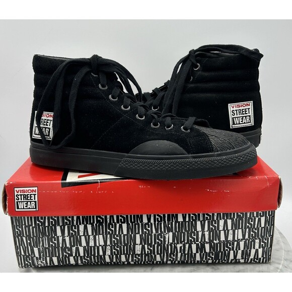 Vision Street Wear Other - NIB Vision Street Wear Men's US 10 Suede Hi Top Retro BLACK BIG PATCH! 1986-1988